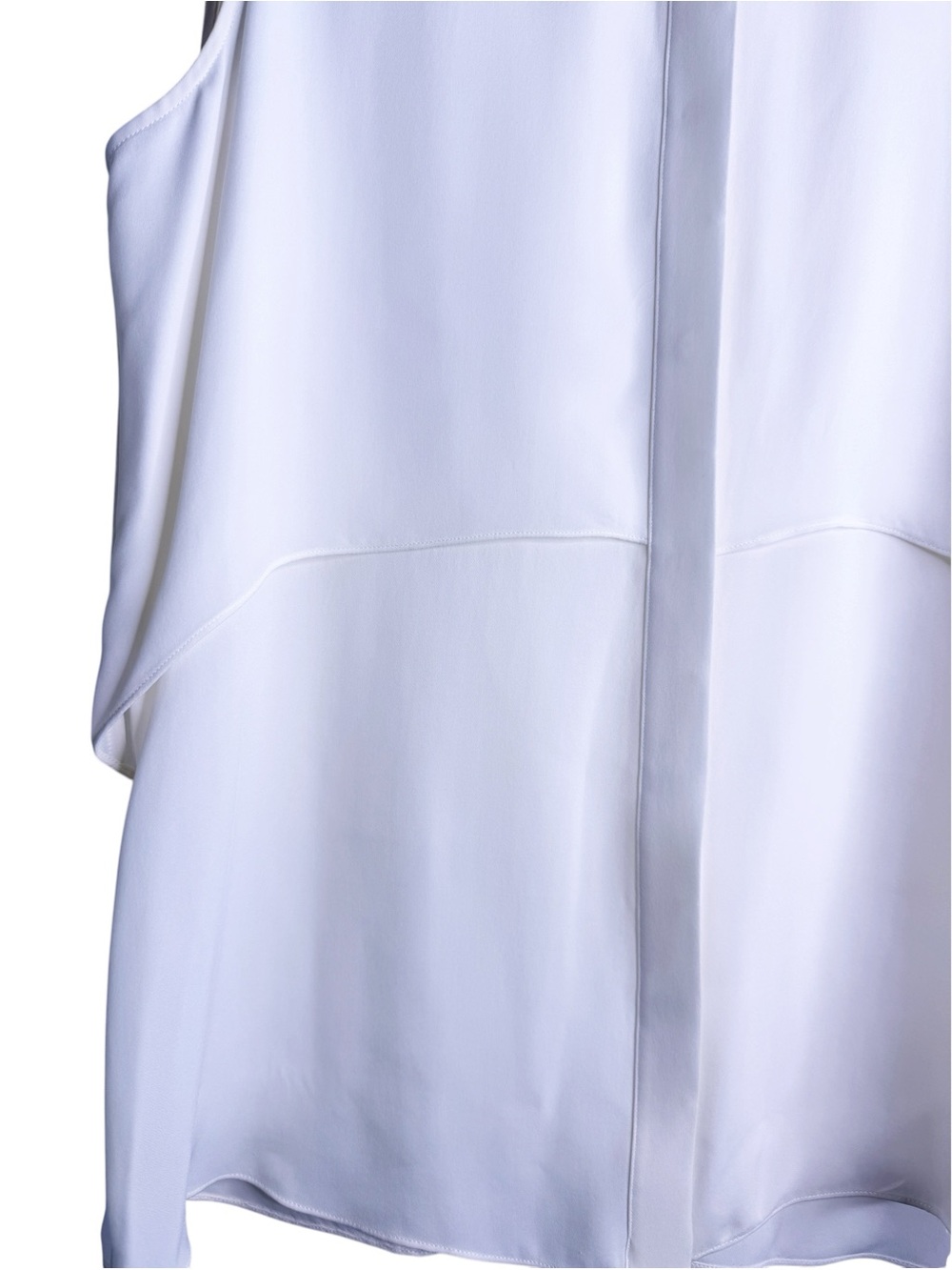 THEORY Silk Sleeveless Hidden Button Front Blouse Size Large in Ivory - Picture 5 of 10